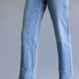 Mica Mid-Rise Medium Wash Clean Straight Leg Jeans for Women