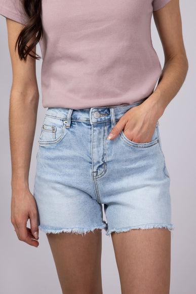 Mica Super High Rise Frayed Hem Denim Shorts for Women