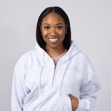 1897 Active Michigan Embroidered Half Zip Hoodie for Women in Grey