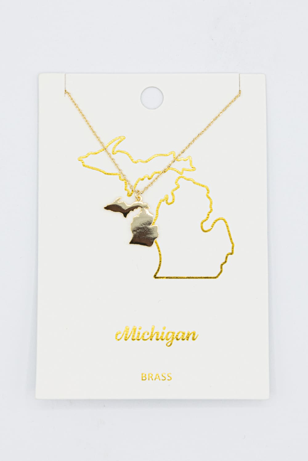 Michigan State Shaped Necklace for Women in Gold