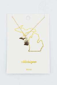 Michigan State Shaped Necklace for Women in Gold