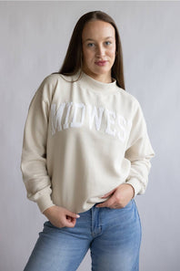 Midwest Chenille Patch Fleece Mock Neck for Women in Beige