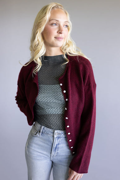 Mimosa Classic Lightweight Cardigan Top for Women in Burgundy
