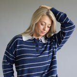 Mimosa Polo Stripe Sweater for Women in Navy