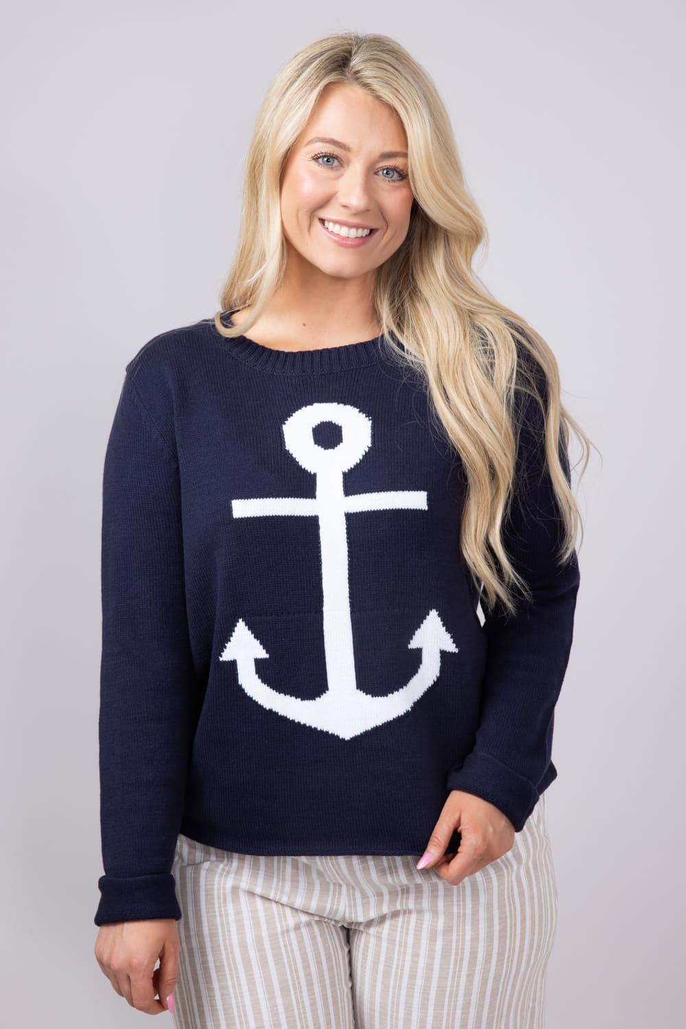 Miracle Anchor Lightweight Sweater for Women in Navy