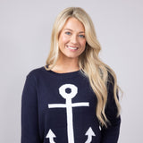 Miracle Anchor Lightweight Sweater for Women in Navy