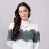 Miracle Stripe Key Sweater for Women in Ivory Sage
