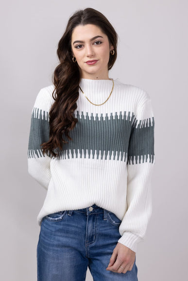 Miracle Stripe Key Sweater for Women in Ivory Sage