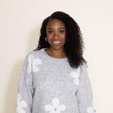 Miracle Clothing Flower Sweater for Women in Grey