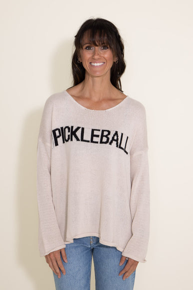 Miracle Clothing Pickleball Knit Sweater for Women in Beige