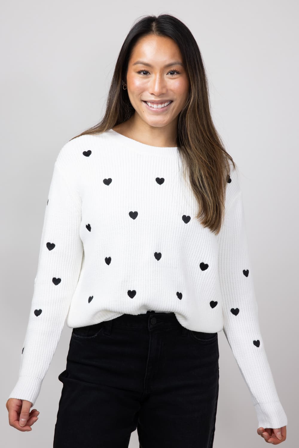 Miracle Heart Sweater for Women in Ivory/Black | W8009-IVORYBLACK