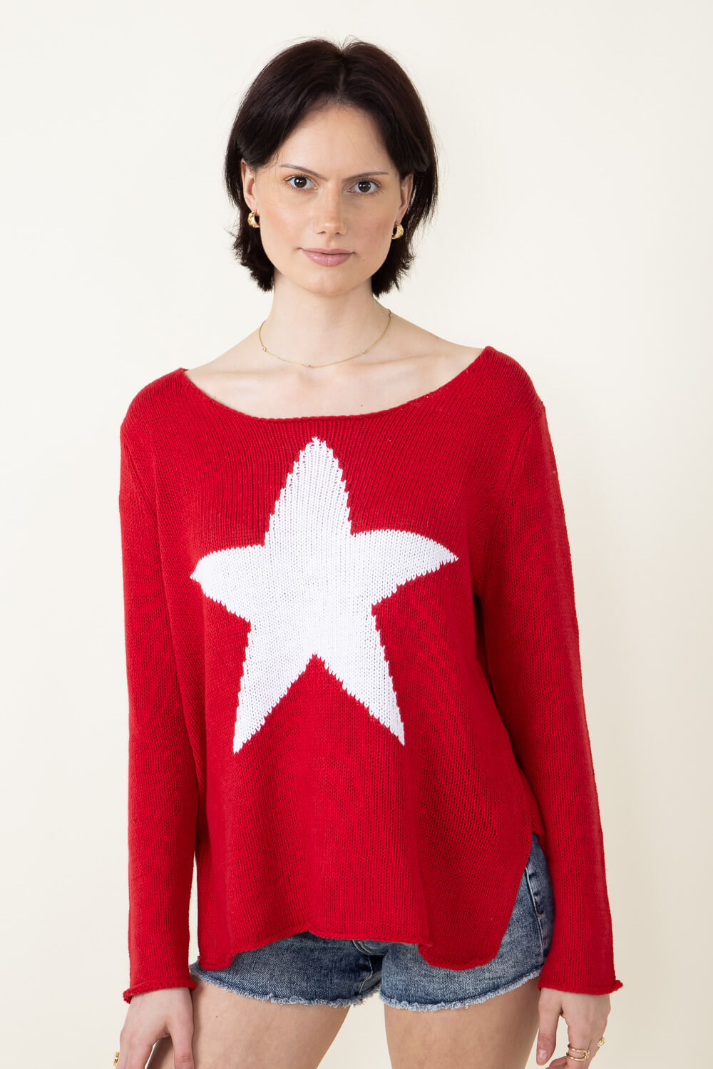 Miracle Star Lightweight Sweater for Women in Red