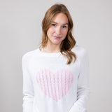 Miracle Textured Heart Sweater for Women in Ivory Pink