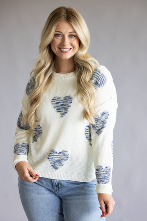Miracle Tie Dye Heart Sweater for Women in Ivory Multi | W8422