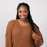 Miracle Waffle Cable Knit Sweater for Women in Camel