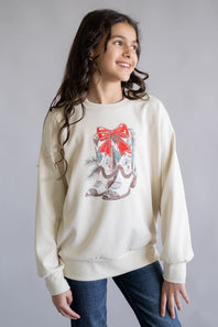 Moa Moa Christmas Boots Sweatshirt for Girls in Natural