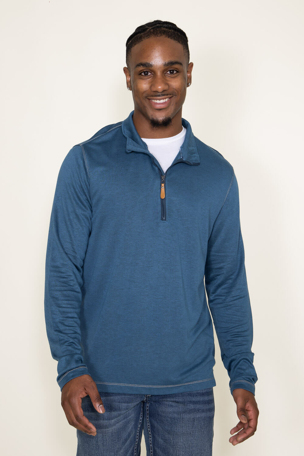 Lightweight Quarter Zip for Men in Midnight Blue