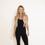 Mono B Flare Sleeveless Long Catsuit (Bodysuit) for Women in Black