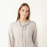 Mono B Hatchi Lounging Cowlneck Sweatshirt for Women in Brown