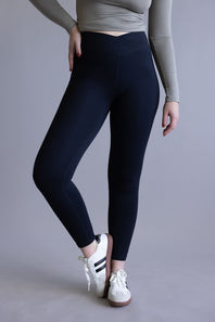 Mono B Venice Crossover Waist Leggings for Women in Black