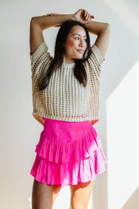 Mustard Seed Smocked Waist Ruffled Skort for Women in Pink