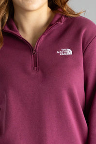 red zip neck on grey 