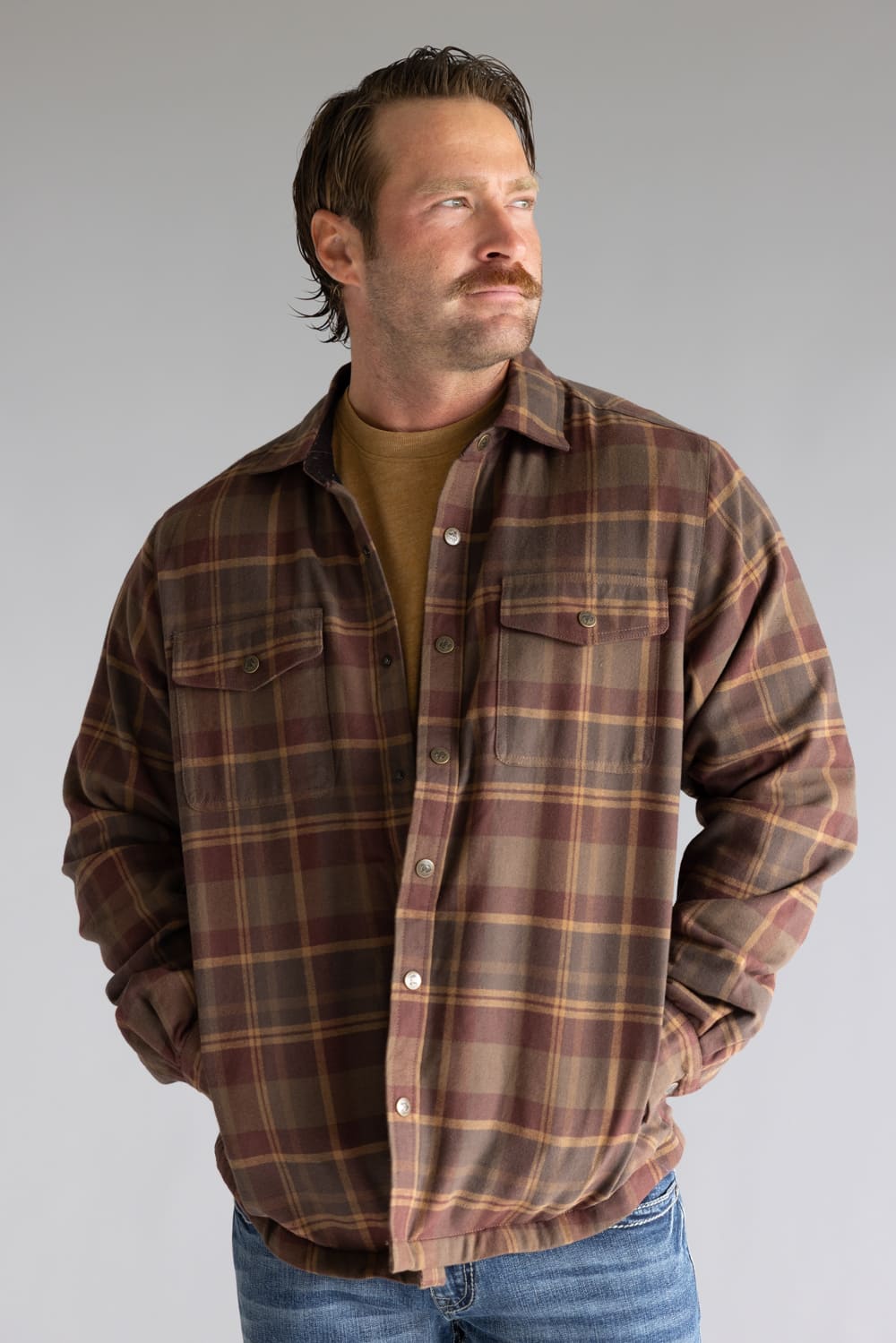 North River Lined Shirt Jacket for Men in Brown