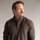 North River Twisted Yarn Button Neck Chenille Sweater for Men in Brown