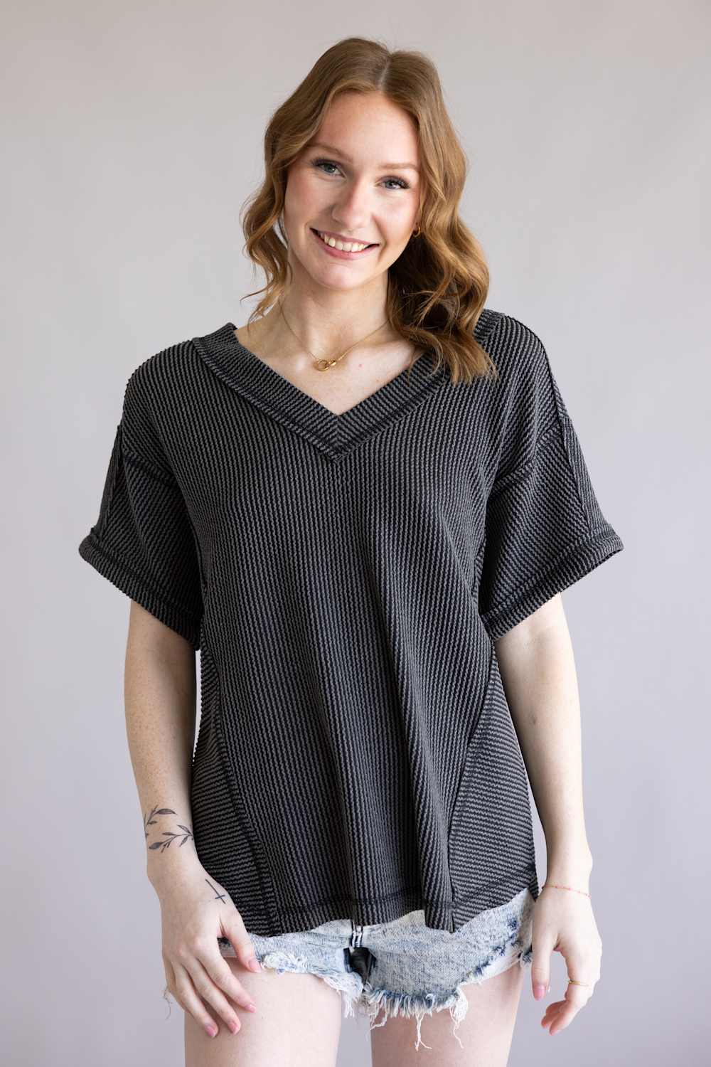 Urban Rib Top for Women in Charcoal