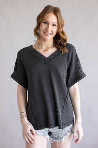 Urban Rib Top for Women in Charcoal