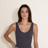 NikiBiki V Neck Ribbed Brami for Women in Grey