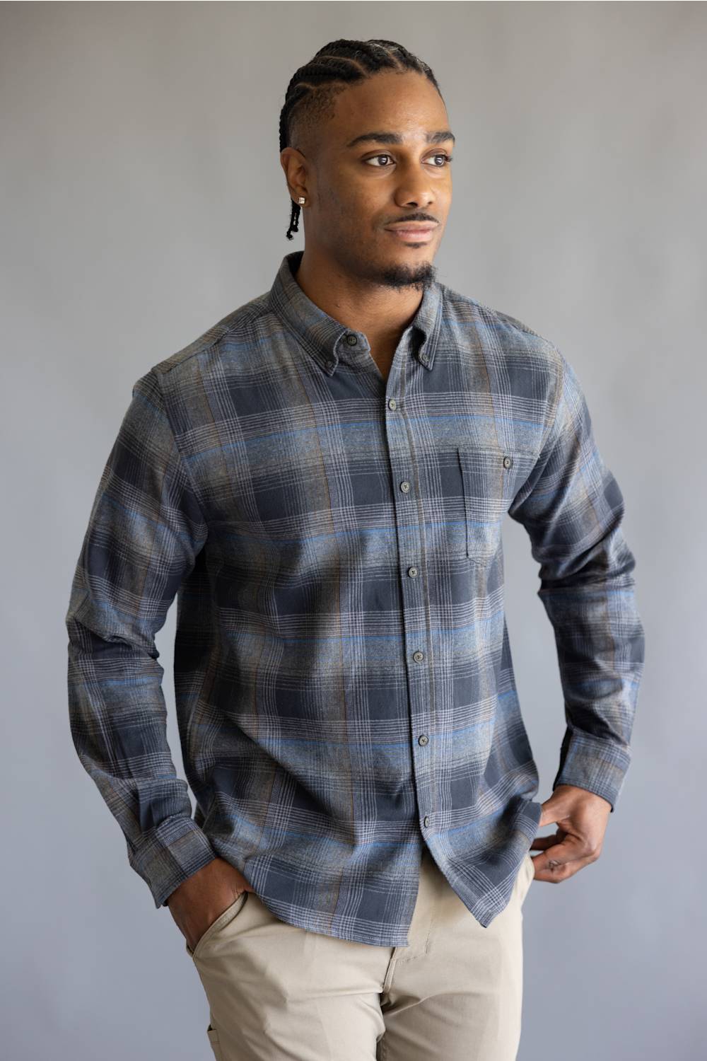 North River Brushed Cotton Shirt for Men in Cloudburst