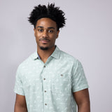 North River Chambray Fish Print Button Shirt for Men in Basil