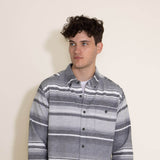 North River Horizontal Button Down Flannel Shirt for Men in Gray Heather