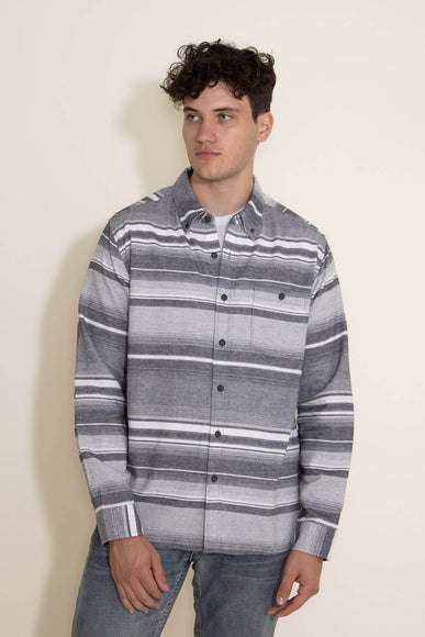 North River Horizontal Button Down Flannel Shirt for Men in Gray Heather