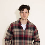 North River Plaid Button Down Flannel Shirt for Men in Red