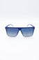 Blue oversized shield sunglasses with gradient blue lenses, shown from the front on a white background.