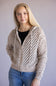 Elan Open Knit Full Zip Hooded Cardigan for Women in Taupe