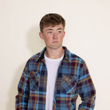 O’Neill Clothing Glacier Plaid Superfleece Shirt Jacket for Men in Blue