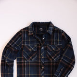 O’Neill Youth Glacier Super Fleece Plaid Shacket for Boys in Midnight Navy