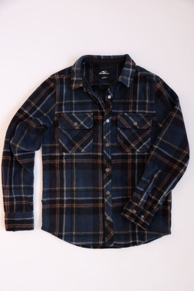 O’Neill Youth Glacier Super Fleece Plaid Shacket for Boys in Midnight Navy