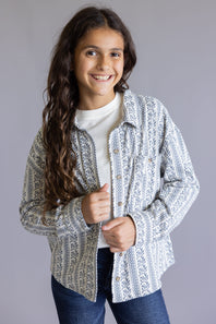O’Neill Youth Jordyn Striped Knit Shacket for Girls in White