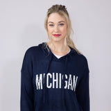 Ocean Drive Michigan Hoodie Sweater for Women in Navy