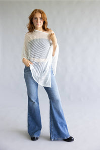 Off the Shoulder Poncho Top for Women in White