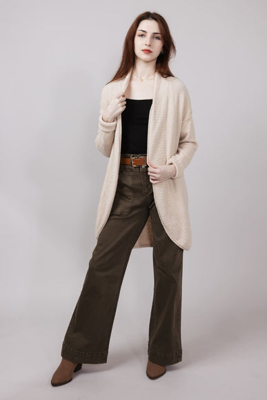 Honeycomb Stitch Cardigan for Women in Heather Oat