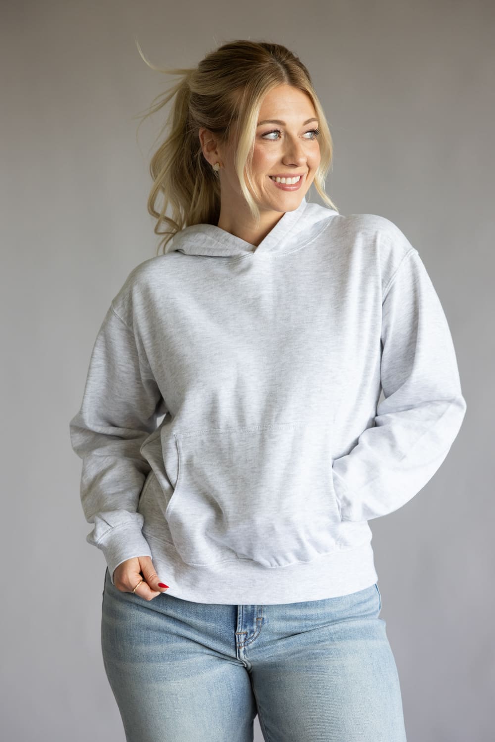 Oversized Fleece Hoodie for Women in Ice Grey