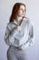Quarter Zip Crop Sweater for Women in Grey