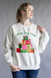 Merry Everything Christmas Embroidered Sweatshirt for Women in Heather Gray