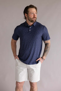 Burlebo Performance Polo for Men in Stars and Stripes Navy