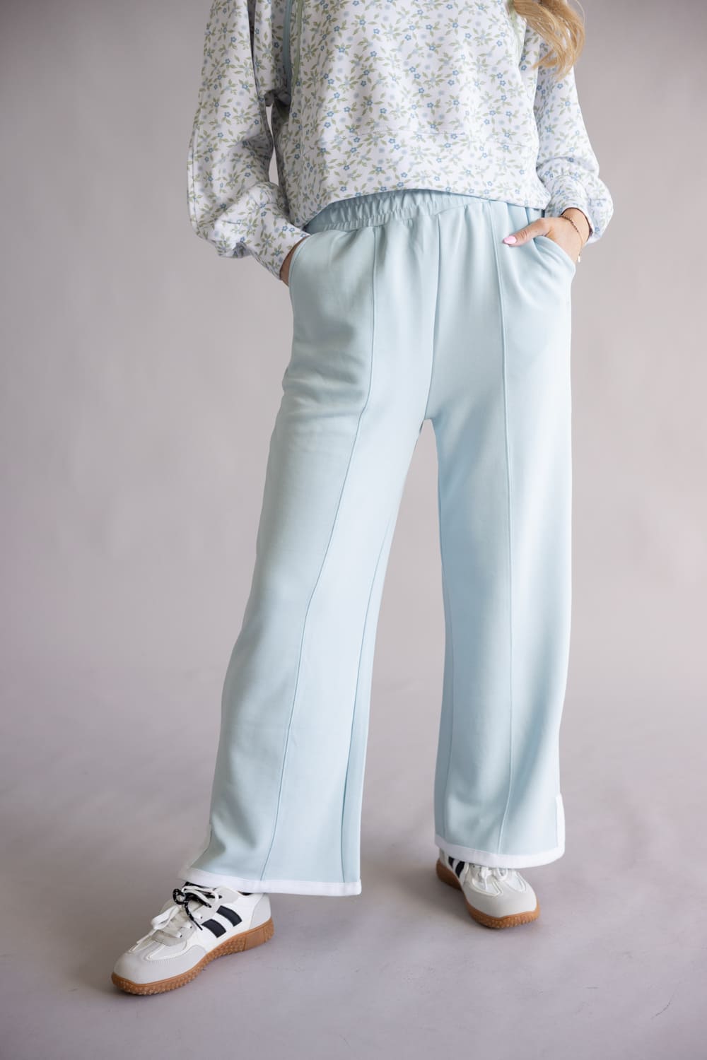Simply Southern Pintuck Lounge Pants for Women in Robins Egg Blue